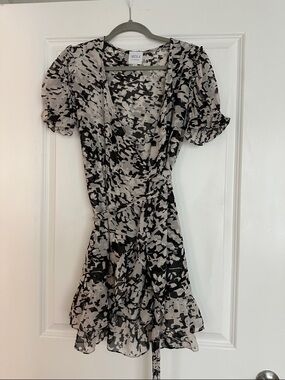 Misa Los Angeles Black and White Abstract Print Mini Dress